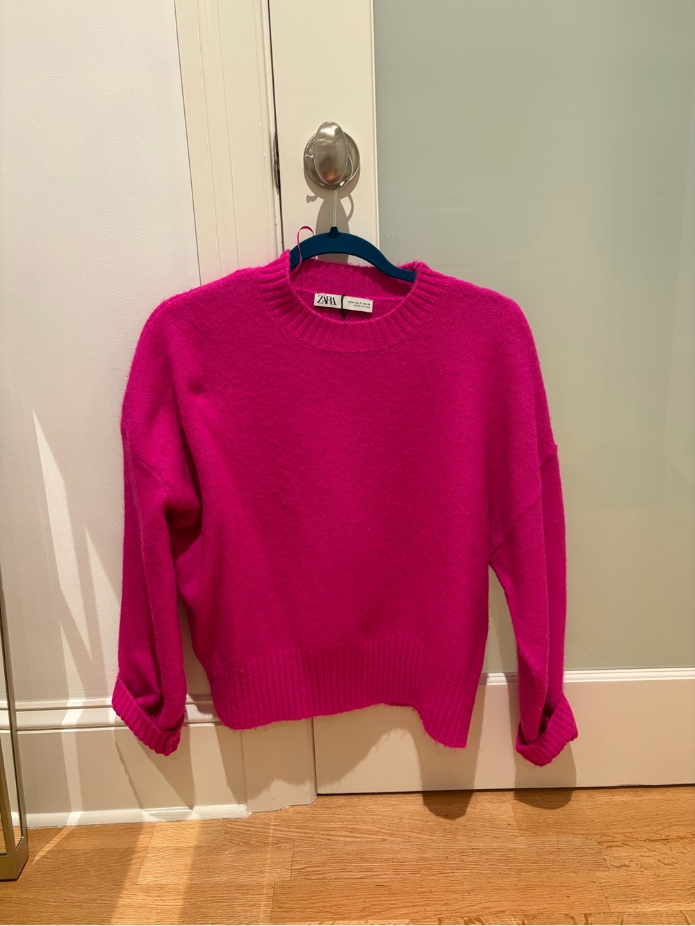 Zara Bright Fuchsia Crewneck Sweater